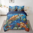 thumbnail image 3 of Feelyou Kawaii Sea Turtle Twin Bedding Sets 7-Piece for Teen, Marine Coral Bedding Comforter Set, Ocean Animal Theme Reversible Sheet Sets, Lightweight Room Decor, 3 of 8
