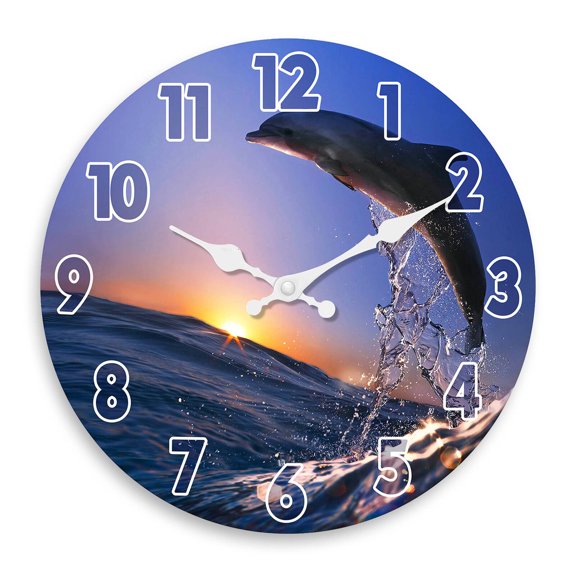 DESIGNICE Wall Clock,Silent Movement Peaceful Living Kitchen Clock,Stylish Minimalist Retro Design Wall Clocks Battery Operated,12",Style7