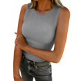 thumbnail image 2 of Women's Ribbed Sleeveless Tank Top, Slimming Knit Pullover Sweater, Solid Color Round Neck Base Layer, Versatile Casual Top, Everyday Basic Grey A, 2 of 5