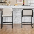 thumbnail image 4 of Set of 2 Modern Upholstered Counter Height Bar Stool with Armrests, Metal Frame and Padded Seat, Comfortable Dining Chair for Kitchen Island, Home Bar or Restaurant (Beige), 4 of 11