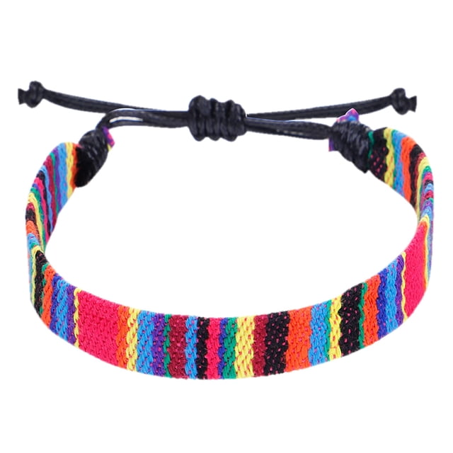 1PC Color Cuerda Tejida Pulsera Ajustable Boho Surfer Pulsera para Hombres Mujeres Cuerda Delgada Cuerda Hecha a Mano Playa Pulsera Colorida Pulsera Bohemia