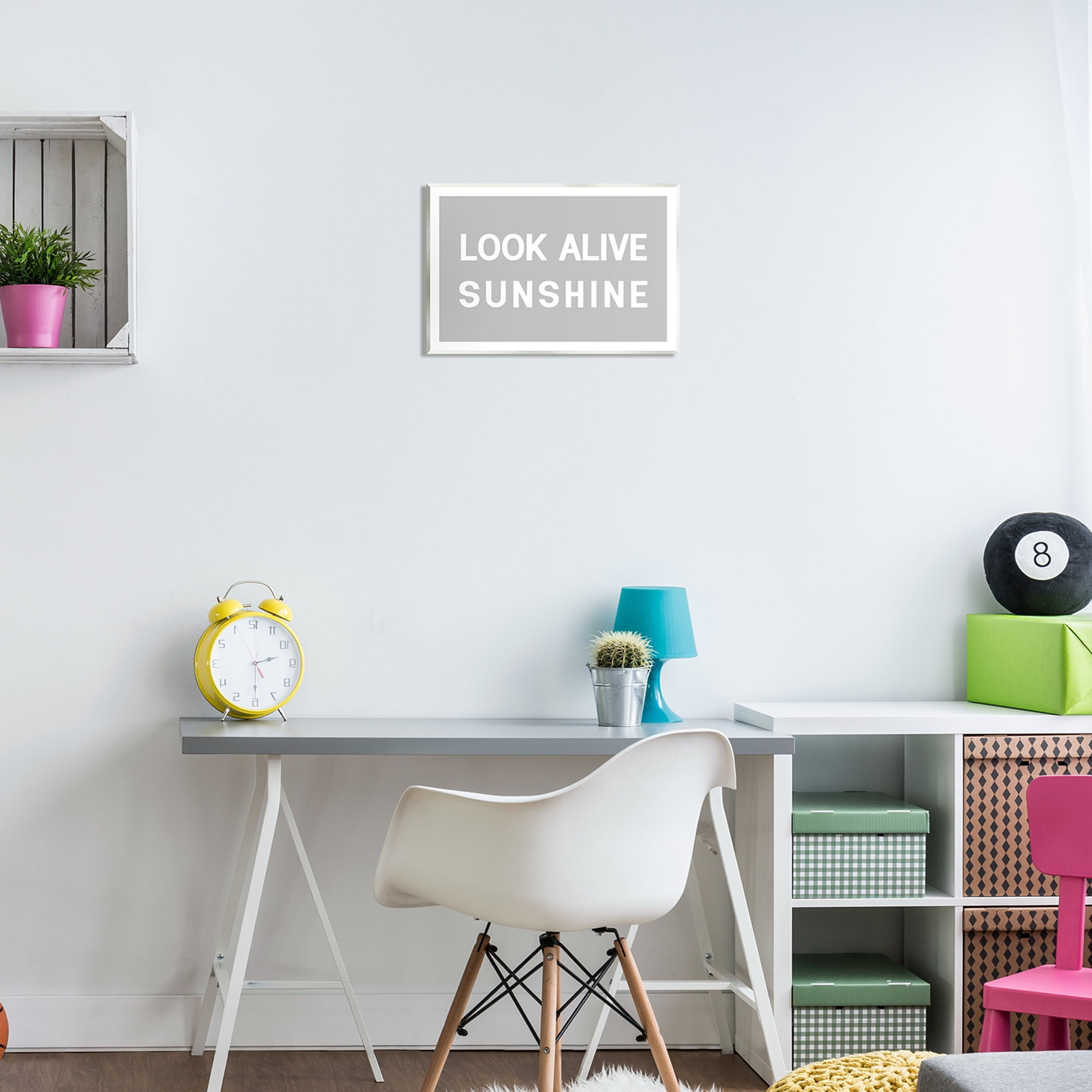 Stupell Industries Look Alive Sunshine Simple Grey Inspirational Painting Unframed Art Print Wall Art