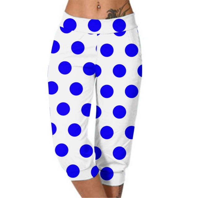 Jgppe Pantalons Capri Fuselés pour Femmes Mignons à Pois Roses Confortables Taille Mi-Haute Vêtements de Nuit