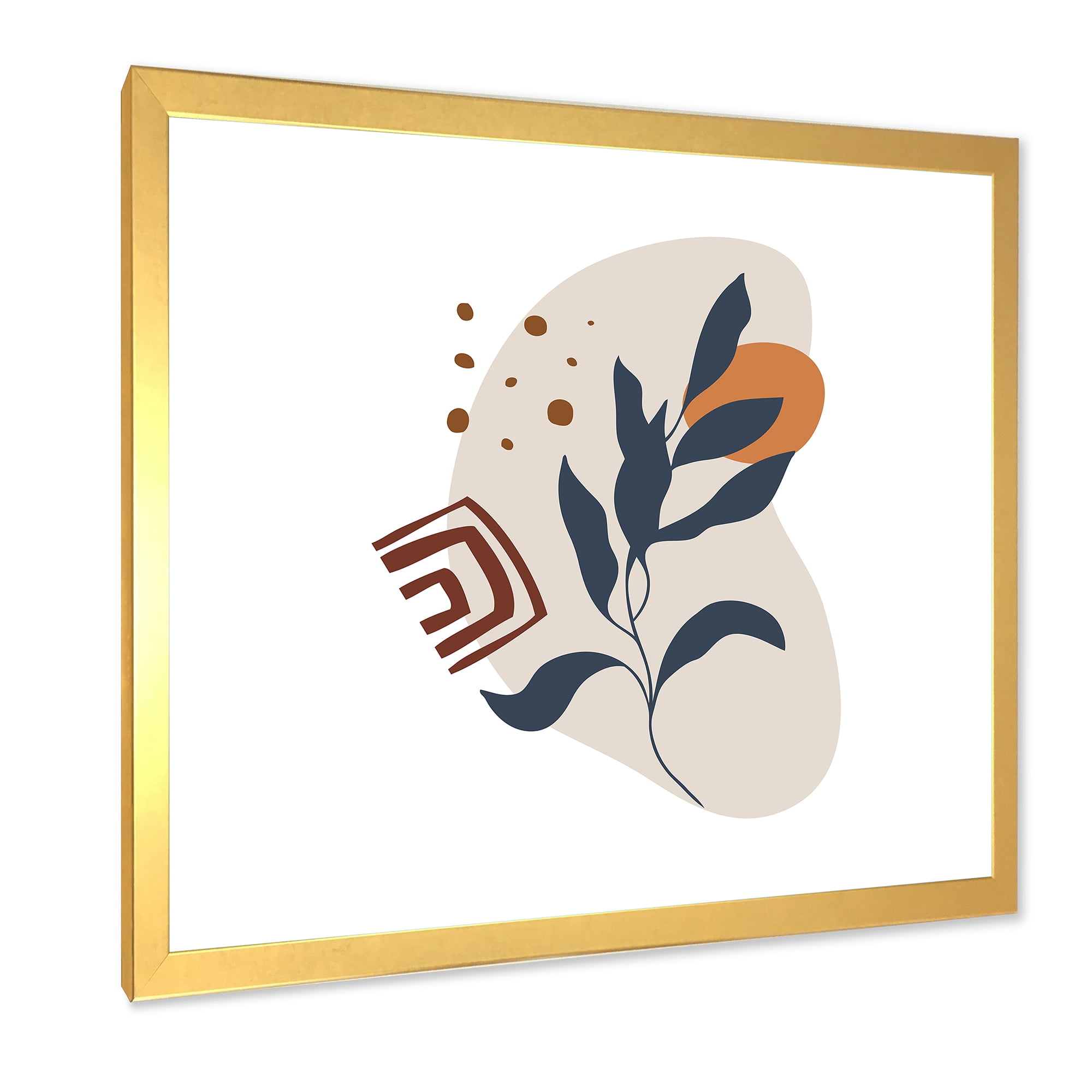 Designart 'Abstract Minimal Shapes Under Flowers VII' Modern Framed Art Print