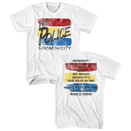 The Police SYNCHRONICITY Small Cotton T-shirt White Adult Men's Unisex Short Sleeve