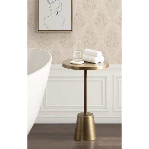 Kate and Laurel Tira Elegant Metal Round Side Table, 14 x 14 x 24, Antique Brass, Vintage Circle End Table for Use as Bedroom Nightstand or Living Room Table Option