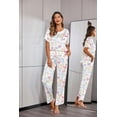 thumbnail image 6 of Ekouaer Womens Satin Silky Pajama Set Short Sleeve Shirt with Long Pajama Pant Set Soft PJ Loungewear, 6 of 6