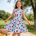 thumbnail image 4 of Lullu Girls Cherry Print Tank Dress Summer Sleeveless Crewneck A Line Dress, Sizes 3-12, 4 of 4
