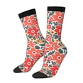 thumbnail image 1 of Wukai Petites Chaussettes Mi-Mollet Imprimé Fleurs Corail Rouge Contraste Couleur, Design Impression 3D Chaussettes Adultes, Chaussettes de Sport Haute Élasticité Respirantes, Adaptées pour Quotidien, Unisexe, 1 of 6