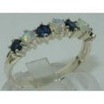 thumbnail image 2 of LBG 14k White Gold Natural Opal & Sapphire Womans Eternity Ring - Size 11.25, 2 of 3
