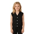 thumbnail image 3 of GiLiling School Vest for Girls Boys Button Uniform Sweater Vest Sleeveless Cable Knit V Neck Fall Winter Waistcoat (Black, 7-8 Years), 3 of 8