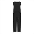 thumbnail image 6 of Virmaxy Womens Stylish Outfit 2 Piece Set Fashion Casual Round Neck Solid Color Sleeveless + Wide Leg Pants Solid Color Two-Piece Suit Suit Black L, 6 of 6