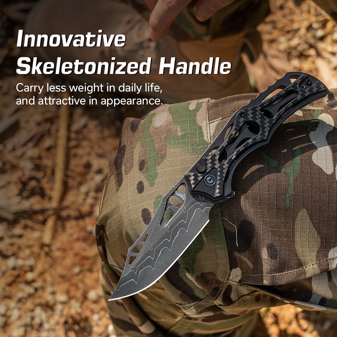 CIVIVI Biophase Pocket Folding Knife with 3.48" Damascus Blade , Gray Aluminum with Carbon Fiber Overlay On Black G10 Handle C23083C-DS1