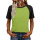 thumbnail image 1 of Camisetas de manga corta de verano para las mujeres Moda casual de manga de Raglan Color bloqueado Top, blusa de manga corta de las mujeres para la primavera, 1 of 8