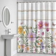 thumbnail image 5 of Colorful Daisy Shower Curtain for Bathroom Decor, Dragonfly Butterfly Leaf Waterproof Fabric Shower Curtain, 72"x72" Set with 12 Hooks, 5 of 9