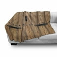 thumbnail image 3 of Rustic Soft Flannel Fleece Throw Blanket, Wooden Door with Iron Style Padlock Gate Exit Enclosed Space of Building Picture, Cozy Plush for Indoor and Outdoor Use, 50" x 60", Pale Brown, by Ambesonne, 3 of 6