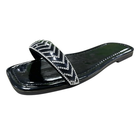 

adviicd Flip Flops For Women Beach Beach Sandals Sandals For Women Ladies Fashion Solid Flat Beach Slippers Sandals Casual Shoes Black 6.5