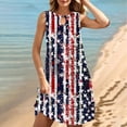 thumbnail image 2 of Midsumdr American Flag Sundresses for Women 2025 4th of July Stars Stripe Printed Patriotic Independence Day Mini Dress Casual O Neck Sleeveless Loose Plus Size Beach Summer Dresses, 2 of 5