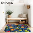 thumbnail image 3 of ODIKA 4'x6' Machine Washable Non-Slip Area Rug, Alphabet Motif with Celestial Letters and Planets High Traffic Rug with Pad, Blue, 687267, 3 of 8