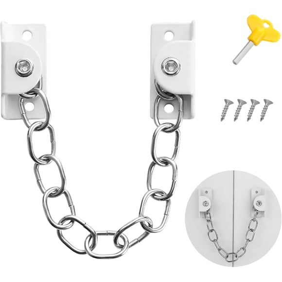 PinesC Chaîne de Sécurité en Acier Inoxydable pour Fenêtre, Restricteur de Porte Sécurité Enfant, pour Fenêtres Plates Anti-Vol