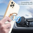 thumbnail image 5 of Case for iPhone 11 Pro Max Case with Ring Stand, Plating Rose Gold Edge 360° Rotatable Ring Holder Magnetic Kickstand Cover, Slim Soft TPU Luxury Protective Phone Case, White, 5 of 7