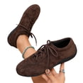 thumbnail image 4 of EKVAHL Casual Sneakers for Women, Faux Suede Low Top Walking Shoes, Flexible Soft Sole Lightweight Daily Driving Tennis Shoes Brown, 4 of 5