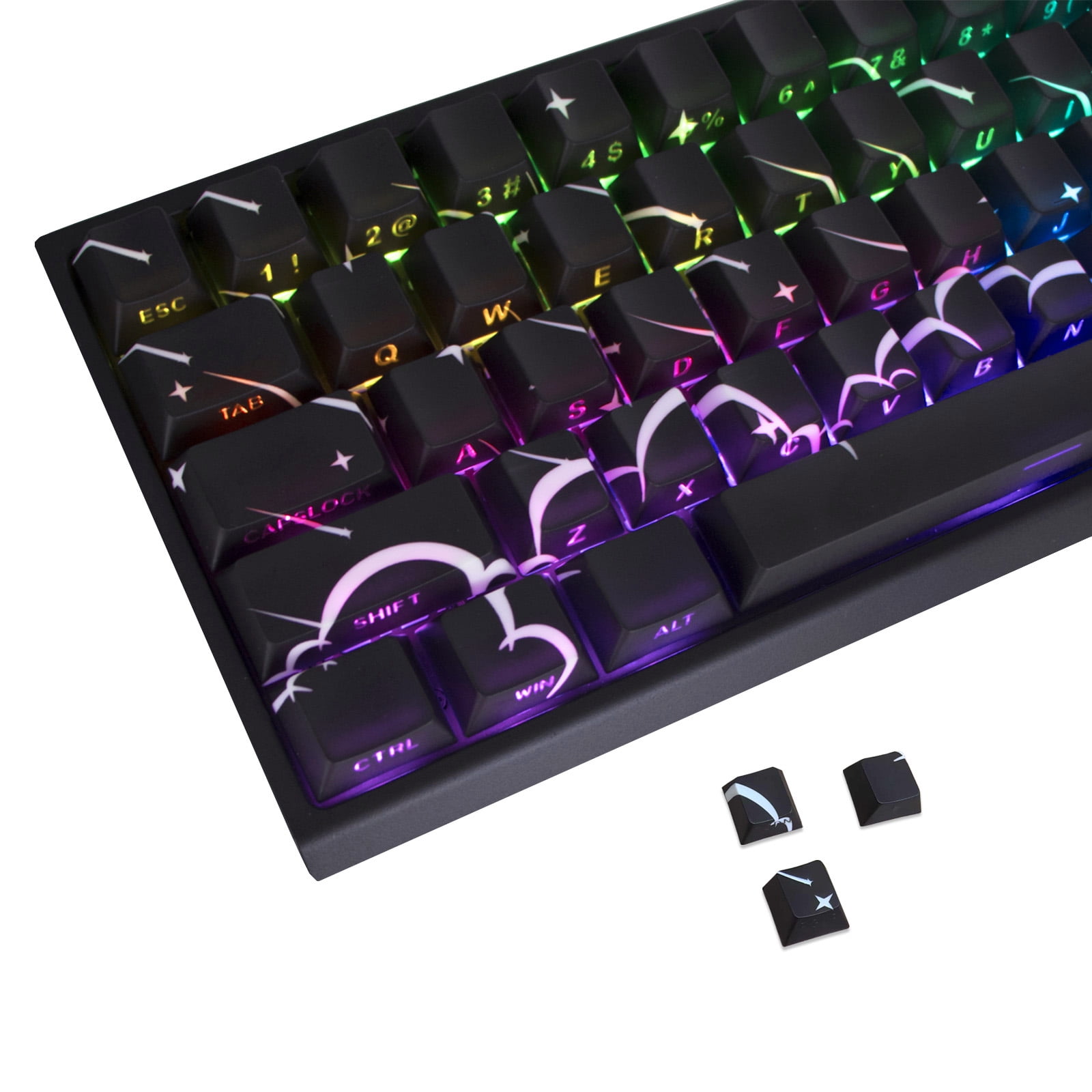 74 Keycaps with Star Rain Design, Side-Print Backlighting Mechanical Keyboards