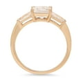 thumbnail image 2 of 1.62 ct Square Emerald Cut Genuine Cultured Diamond VS1-VS2 G-H 18K Yellow Gold Three-Stone Promise Wedding Statement Engagement Designer Ring W/ Crystal side stones size 5.5, 2 of 6