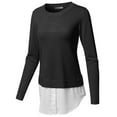 thumbnail image 2 of FashionOutfit Women's Classic Soft Stretch Shirt Tail Contrast Viscose Sweater Top, 2 of 5