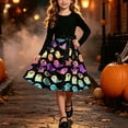 thumbnail image 3 of Mitankcoo Girls Halloween Dresses Long Sleeve Crew Neck Swing Midi Dress with Belt for Casual Wear 5-14Y, 3 of 8