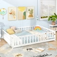 thumbnail image 4 of Gymax Full Size Floor Bed Montessori Bed Frame w/ Full-length Guardrails & Safety Door White, 4 of 10
