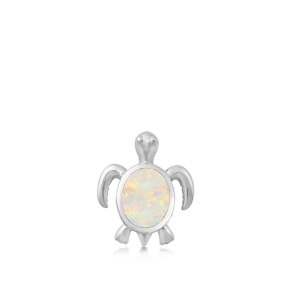 Sterling Silver White Simulated Opal Turtle Pendant Modern Sea Charm 925 Jewelry Female Unisex