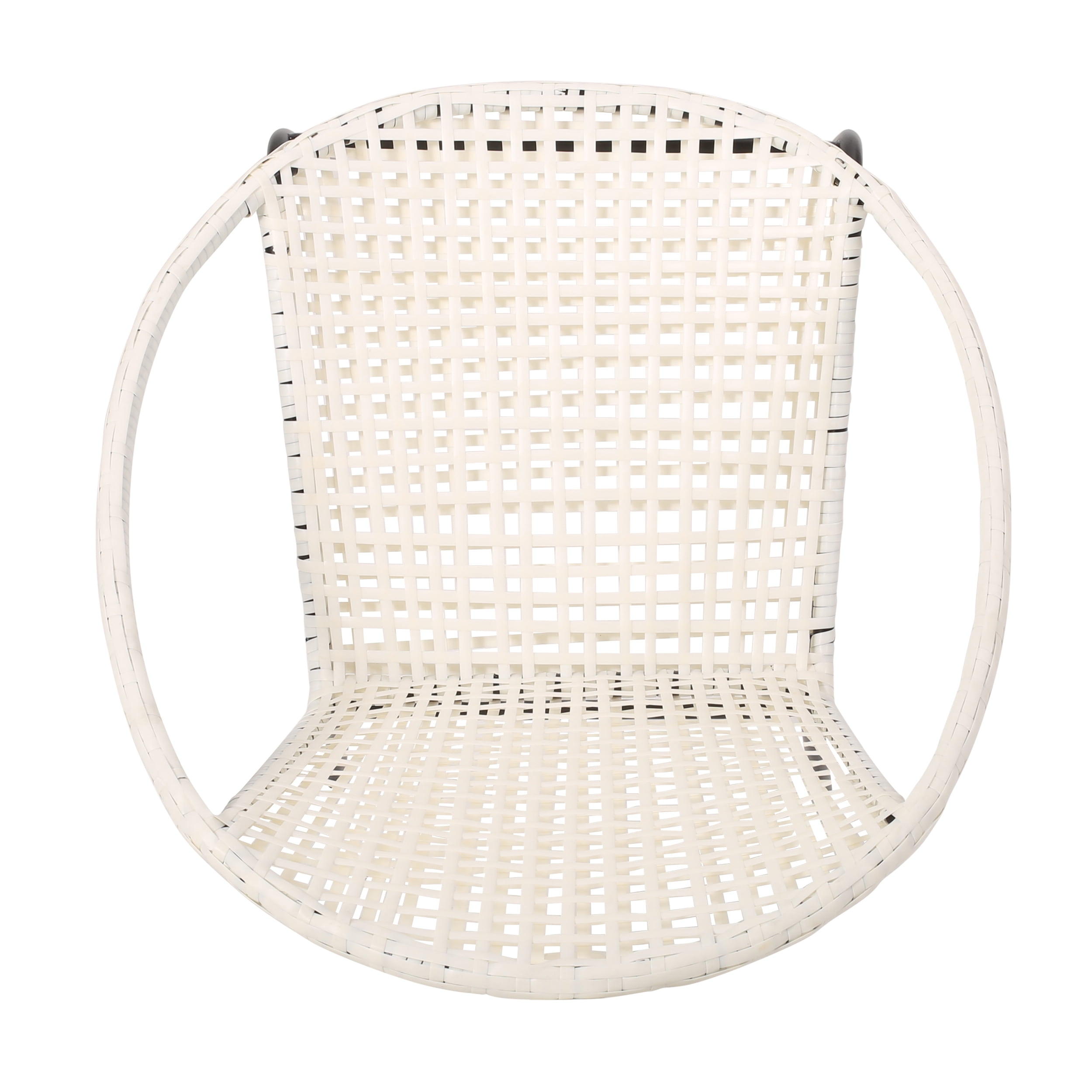 Noble House Edmundo Outdoor Modern Faux Rattan Club Chair, Set of 2, White and Black