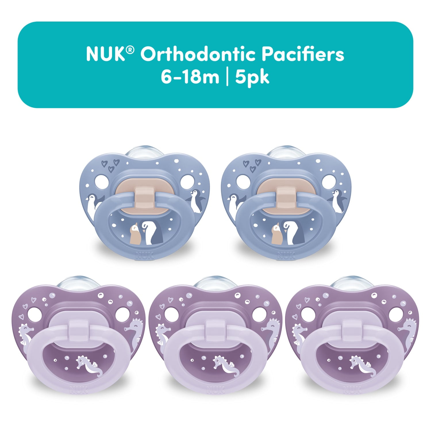 NUK Orthodontic Pacifiers, 6-18 Months, 5 Pack