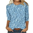 thumbnail image 2 of Shirts for Women Plus Size 3/4 Sleeve Floral Print Round Neck Loose T-shirt Multicolor XXXXXL, 2 of 5
