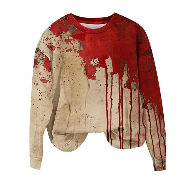 RKSTN Chandail en Molleton pour Femmes Col Rond Imprimé Chandail Ample Manches Longues Sans Capuche Chandails en Molleton, Tenues d'Automne