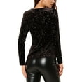 thumbnail image 3 of INSPIRE CHIC Women's Velvet V-Neck Long Sleeve Metallic Shiny Star Blouse L Brown, 3 of 6