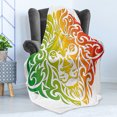 thumbnail image 4 of Rasta Soft Flannel Fleece Throw Blanket, Lion Portrait in Vivid Colors Portrait Head King of Jungle Image, Cozy Plush for Indoor and Outdoor Use, 70" x 90", Fern Green Orange, by Ambesonne, 4 of 5
