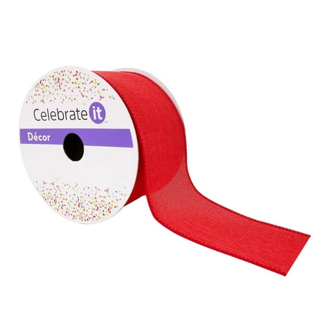 UPC: 0191518420104 | 2.5 Red Faux Linen Wired Ribbon by Celebrate It™