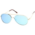 thumbnail image 3 of zeroUV Unisex Classic Brow Bar Semi-Rimless Colored Mirror Lens Aviator Sunglasses 57mm (Gold / Blue Mirror) - 57mm, 3 of 5