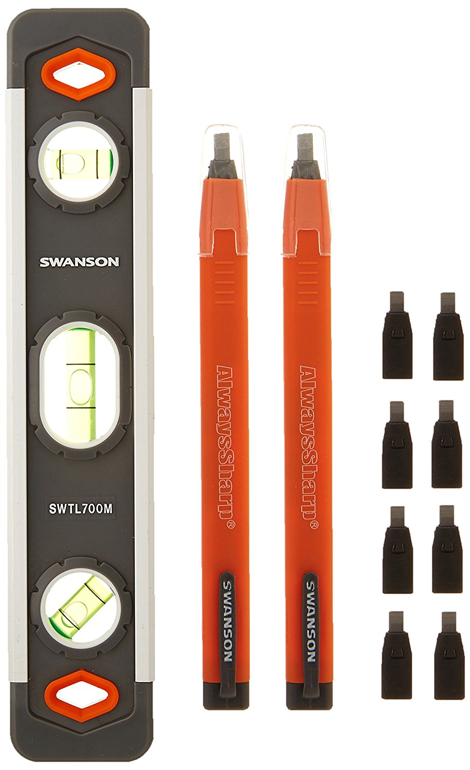 Swanson pack of 2 Mechanical Carpenter Pencils with 24 Lead Cartridges and a Magnetic Torpedo Level - image 1 of 1