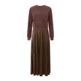 thumbnail image 4 of zaveiop Ladies' Fashion Solid Color Knitted Long Sleeve Hoodie Spliced Crimson Dress Round Neck Headless Hoodie Spliced Crimson Dress (Z4-Brown, L), 4 of 4