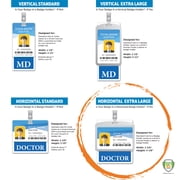 Oversized RN Badge Buddy - Horizontal Nurse Badge Buddy Horizontal for Registered Nurses - 3 3/8 X 4 1/8 Role Identification Badge Backer Card for Nurses- USA Printed by Specialist ID (Blue)