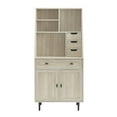 thumbnail image 4 of Walker Edison 64" Storage Desk & Hutch with Keyboard Drawer- Birch, 4 of 10