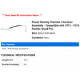thumbnail image 2 of Power Steering Pressure Line Hose Assembly - Compatible with 1973 - 1976 Pontiac Grand Prix 1974 1975, 2 of 2