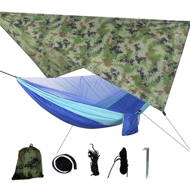 Xihbxyly Hamaca de Camping con Mosquitera, Diseño Ligero y Portátil, Lona Impermeable de Nailon Resistente, Protección Uv, Instalación Rápida para Senderismo y Aventuras Al Aire Libre, Tamaño 290 X 1