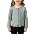 thumbnail image 2 of UACY Girls' Ribbed Knit Cardigan Long Sleeve Button down Lightweight Sweater Toddler Knitwear Button Closure Ruffled Outwear Tops, 2 of 6