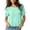 *Green, variant on ClodeEU Women's Round Neck Puff Short Sleeve Babydoll Blouse,Casual Loose Solid Swing Top Black,Women's Plus L