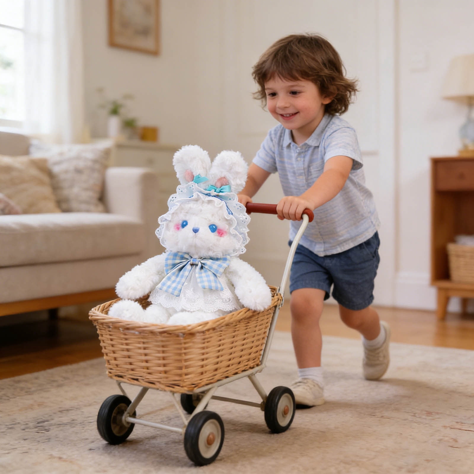 Easter Bunny Plush Toy, Cute Floppy Rabbit Stuffed Animal Doll, Soft Huggable Bunny for Bedtime Snuggles, Spring Festival Decor, Birthday Gift for K-ids, Easter Basket Stuffer