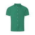 thumbnail image 4 of VgaVtl Summer Mens Turn Down Collar Shirts Beach Short Sleeve Mens Tops Leisure Vacation Button Plain, 4 of 6